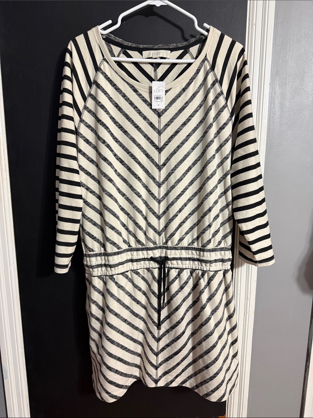 LOFT Striped Sweatshirt Mini Dress Size: M